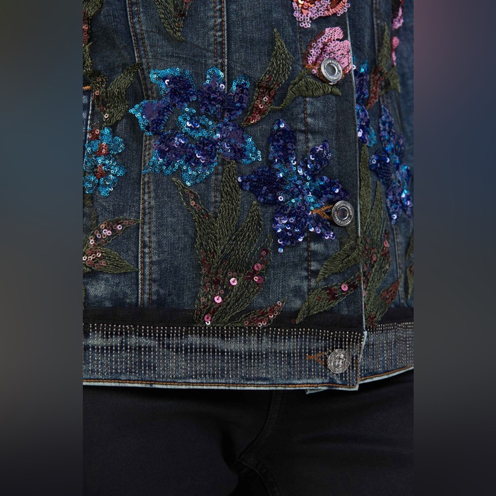 JOSEPH RIBKOFF Sequin Denim Jacket - Picture 10 of 12
